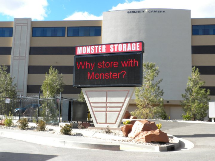 Why store with Monster? billboard outside St. George location